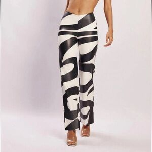 Meshki Black and White Abstract Pants
